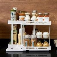 Multifunctional Rotating Storage Rack 2 Tier Pull-out Storage Shelf