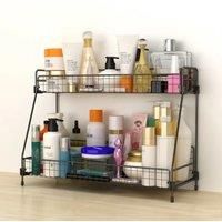 2 Tier Large Iron Wire Countertop Storage Shelf for Bathroom
