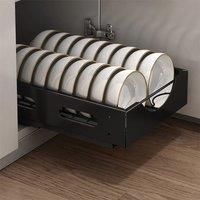 Black Steel Cabinet Pull Out Bowl Rack