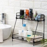 2 Tier Iron Wire Countertop Storage Shelf for Bathroom
