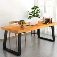Set of 2 Metal Table Bench Legs Frames Trapezium with Top Steel Base Stands, 60x40CM