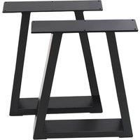 Set of 2 Metal Table Bench Legs Frames Trapezium with Top Steel Base Stands, 60x72CM