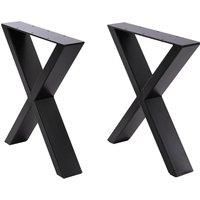 Set of 2 Metal Table Bench Legs Frames X-Shape Steel Base Stands, 50x71CM