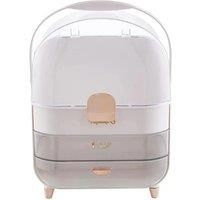 White Large Dustproof Makeup Organizer with Drawers