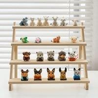Livingandhome 4 Tier Pine Wood Desktop Display Stand, 39cm W x 32cm D x 40cm H