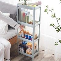 Blue 4 Layers Freestanding Plastic Corner Storage Rack