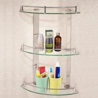 3 Tier Corner Glass Shower Storage Shampoo Holder, 24x24CM