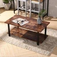 107 cm D Rustic Coffee Table with Storage Shelf