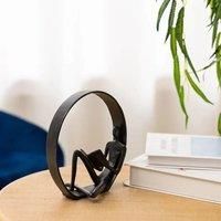 Desktop Metal Statue Reading Men in Circle Ornament