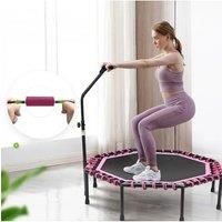 51 Inch Black Pink Octagonal Garden Trampoline Fitness Trampoline with Adjustable T-Bar Handle for