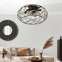 KOMORE Black Cage Ceiling Fan Light with Remote 5 Blades DC Motor for Office, Living Room, Bedroom