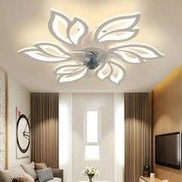 KOMORE Modern Flower Shape Ceiling Fan with Light with 3 Color temperature 6 Speeds for Office,