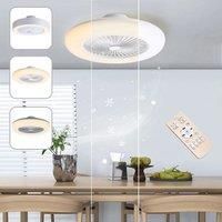 KOMORE Round Acrylic LED Ceiling Light Fan with Remote Control 3 Colour Temperature for Office,