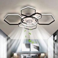 KOMORE Geometrical Ceiling Mount LED Fan Light with Remote Control 6 Speeds 60W Reversible Motor for