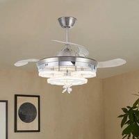 KOMORE Modern Style Indoor Round Ceiling Fan with Light and Remote, 3 Colour Temperature for Office,