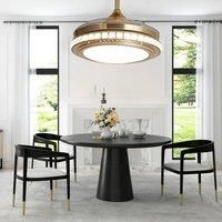 KOMORE Contemporary 3-Blade Tiered LED Ceiling Fan Light with Retracted Blades, 36 W 3 Colour