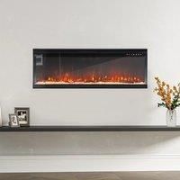 KOMORE Recessed/Freestanding 3-sided Tempered Glass Front Electric Fireplace, 12 Flame Colors,