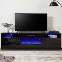 KOMORE Recessed Electric Fireplace TV Stand with Closed Storage, Overheating Protection, 12 Colors,