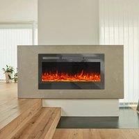KOMORE Recessed/Wall Mounted Electric Fireplace Adjustable Flame with Remote 102cm 1800W Flame