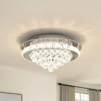 KOMORE Round Crystal-droplets LED Semi Flush Mount Ceiling Light, 36 W Polished Chrome Cool White /