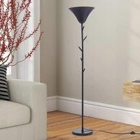 KOMORE Modern Black E14 1-Light Floor Lamp with Coat Rack for Living Room Office, Bedroom, Hallway,