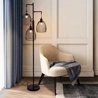 KOMORE Black Modern Industrial Style 3-head Floor Lamp with Irregular Shade for Living Room Office,