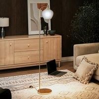 KOMORE Luxurious Floor Lamp with Frosted Glass Lampshade for Living Room Office, Bedroom, Hallway, Porch