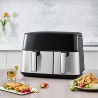 KOMORE 6.5L+3.5L Touch Screen Dual Basket Air Fryer with 60 Minutes Timer & 80C-200C Adjustable