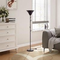 Voltsify Modern Black E14 1-Light Floor Lamp with Coat Rack for Hallways, Offices, and Bedrooms Light Bulb not included