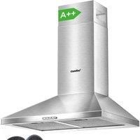 COMFEE' 60 cm Chimney Cooker Hoods Class A++ Stainless Steel Extractor Hood with LED and Recirculating & Ducting System
