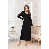 Long Sleeve V-neck Nightdress With Pockets
