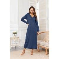 Long Sleeve V-neck Nightdress With Pockets