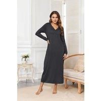 Long Sleeve V-neck Nightdress With Pockets