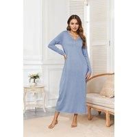 Long Sleeve V-neck Nightdress With Pockets