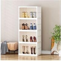 4-Tier Foldable Storage Cabinet Shoes Organizer with Doors
