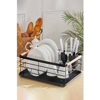 Kitchen Metal Dish Drainer Rack Organizer Sink with Removable Drip Tray