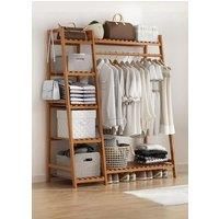 Bamboo Clothing Garment Rack 7 Tier Storage Shelf Coat Clothes Hanging Rack