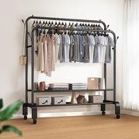 2-Rod Clothes Rack Garment Holder with Wheels