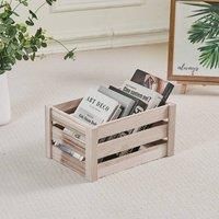 Living and Home Vintage Wooden Crate Box Storage Hamper in Beige