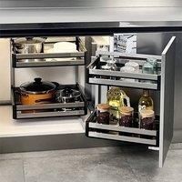 Kitchen Corner Cabinet Storage Drawer Soft Close Runners Wire Basket