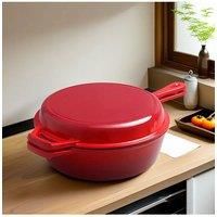 2 in 1 Enamel Cast Iron Combo Cooker Pot Pan