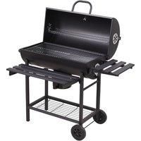 Portable Barrel Charcoal BBQ Grill Smoker with Side Shelves