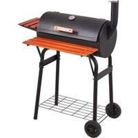 Portable Barrel Charcoal BBQ Grill Smoker with Side Shelves