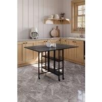 Folding Dining Table with Wheels and Storage Shelves