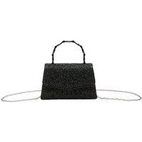 Rhinestone Evening Clutch Bag with Bamboo-Style Handle