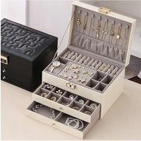 PU Leather Jewellery Box with Mechanism Key Lock