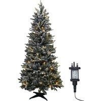 Christmas Rapid Pop Up Collapsible Pre Lit Frosted Pine Tree 100 Warm LEDs Timer 1.8m