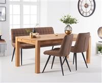 Verona 150cm Oak Table With Heidi Chairs and Brown Heidi Bench