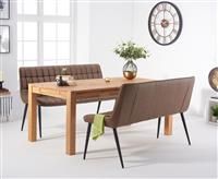Verona 150cm Oak Table With Heidi Brown Faux Leather Benches