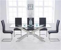 Juniper 200cm Glass Dining Table With 6 White Malaga Chairs